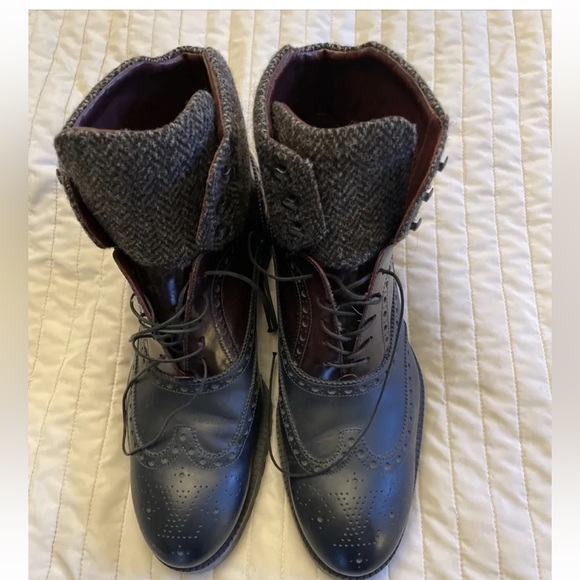 Brown and white tweed wool boots with brown and navy by Louis Vuitton size 10lv - Picture 1 of 12